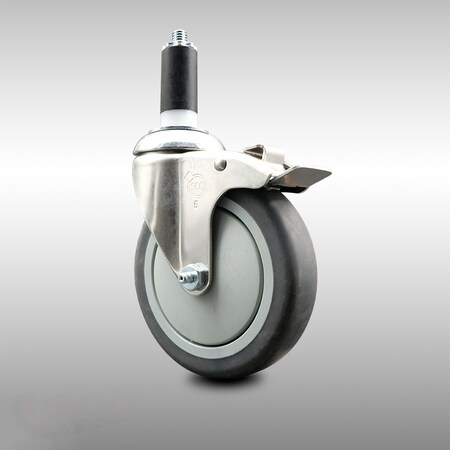 Service Caster 5 Inch 316SS Thermoplastic Rubber Swivel 1-3/8 Inch Stem Caster Lock Brake SCC SCC-SS316TTLEX20S514-TPRB-138